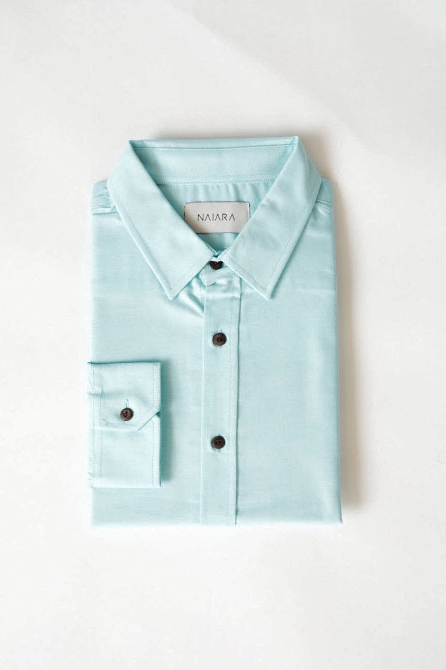 Oxford long-sleeved shirt Athena Turquoise