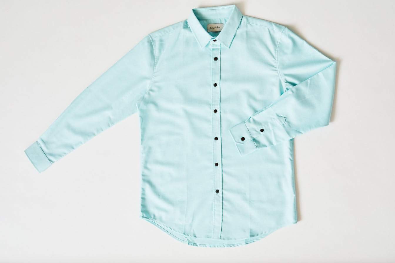 Oxford long-sleeved shirt Athena Turquoise